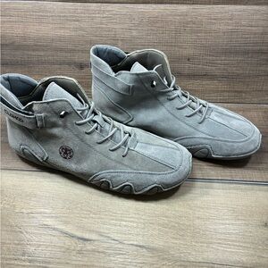 Clohoo Men's Lace-up Ankle Boots Slip-on Adjustable Gray Size 48